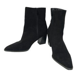 Mata Kelsie Faux Suede Back Zip Ankle Boot Womens Size 8 Block Heel Pointed Toe
